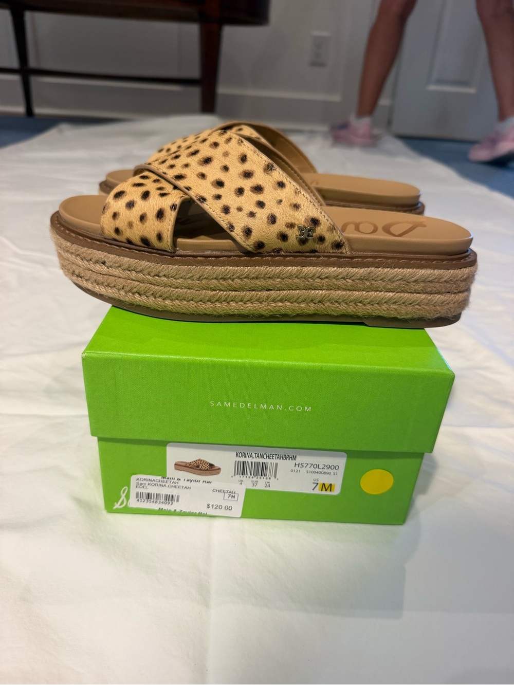 Sam Edelman Korina Flat Sandal Slide Cheetah Leopard Size 7